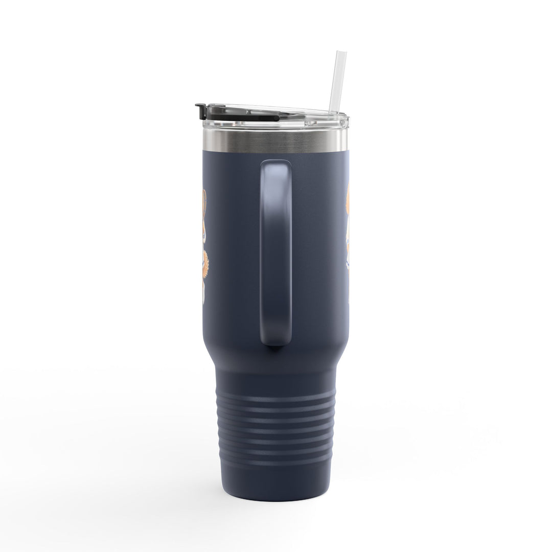 40oz Insulated Travel Mug — Retro Tennis Dog Design