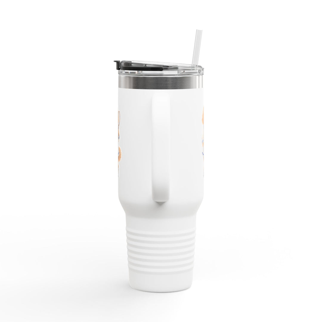 40oz Insulated Travel Mug — Retro Tennis Dog Design