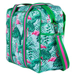Load image into Gallery viewer, Green and Pink Flamingo Pickleball Bag with Built-in Fence Hook
