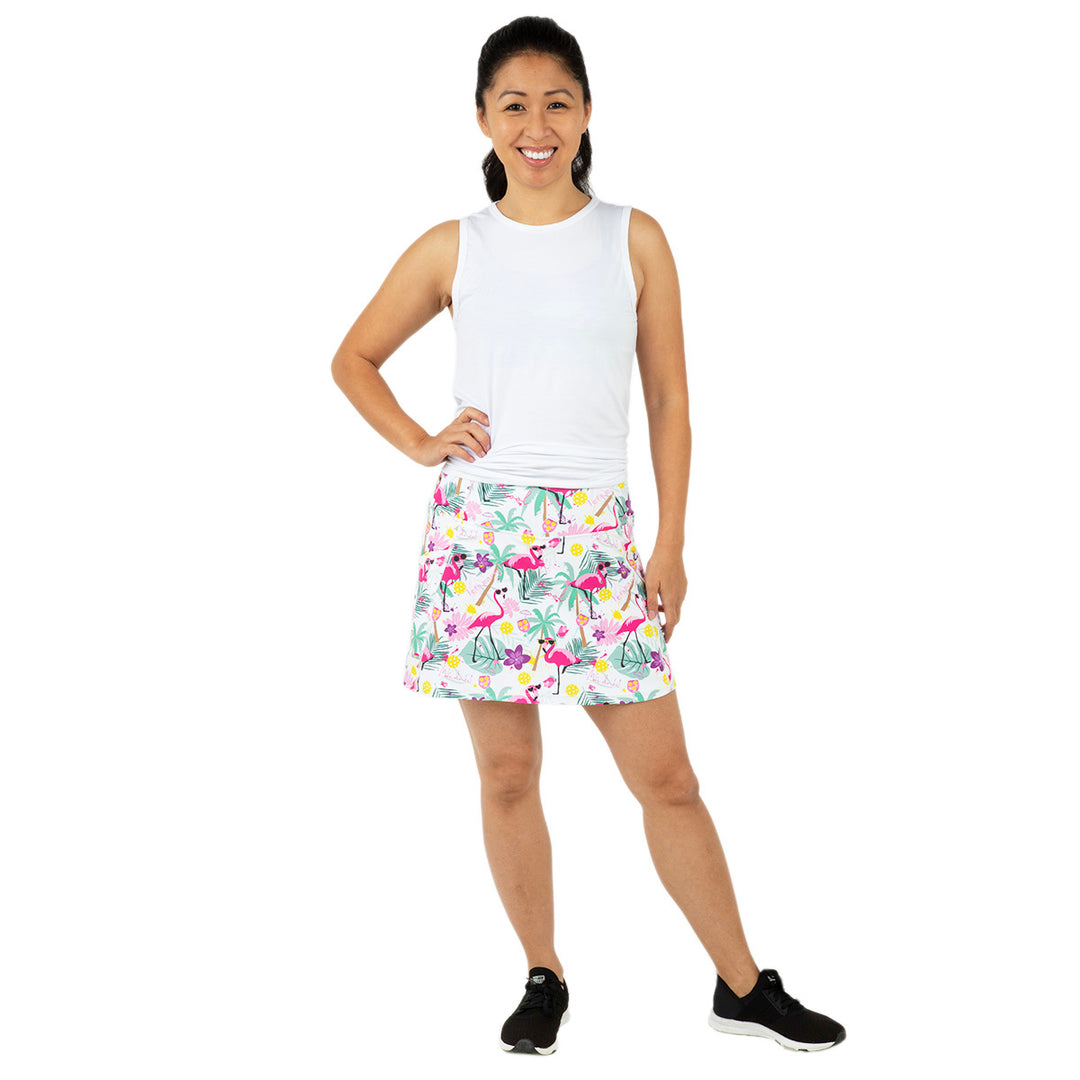 White Pickleball and Flamingos Endurance 15" Skirt