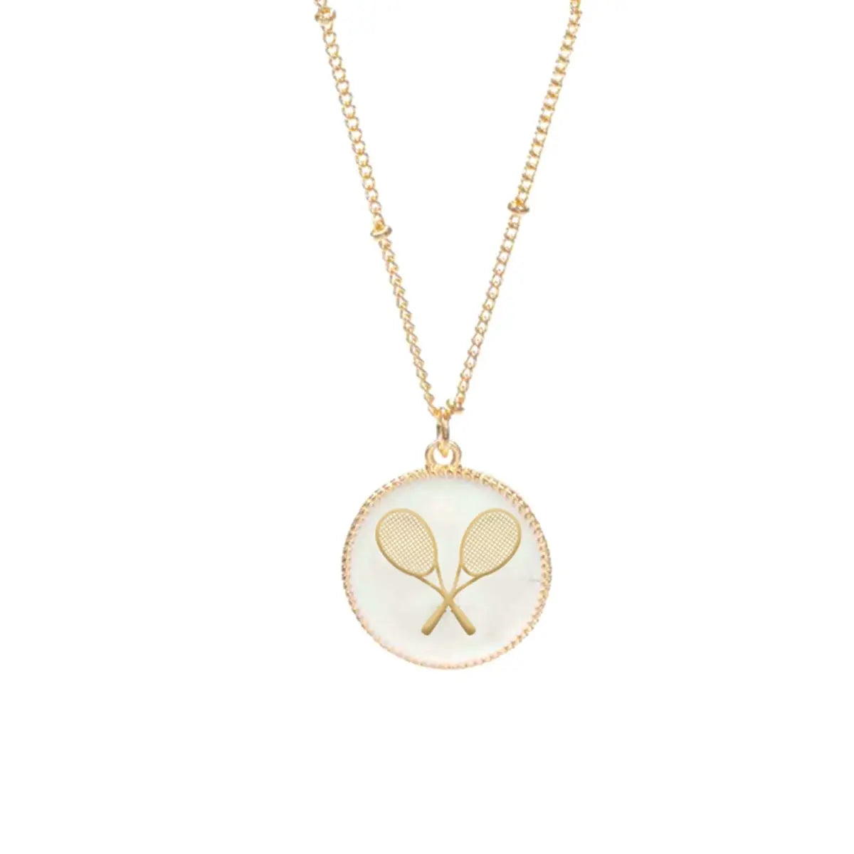 White Tennis Racket Necklace