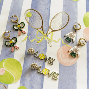 The Hamptons Tennis Club Enamel Drop Hoop Earrings in Green