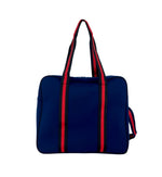 Load image into Gallery viewer, Navy and Red Pickleball Bag with built in fence hook | Padel Bag | Queen of the Court Bag | High Fashion Neoprene Stripe Athletic Bag

