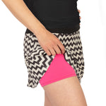 Load image into Gallery viewer, Black White Zig Zag skirt with Pink Pop Shorts
