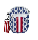 Load image into Gallery viewer, White and Navy Crossbody Phone bag
