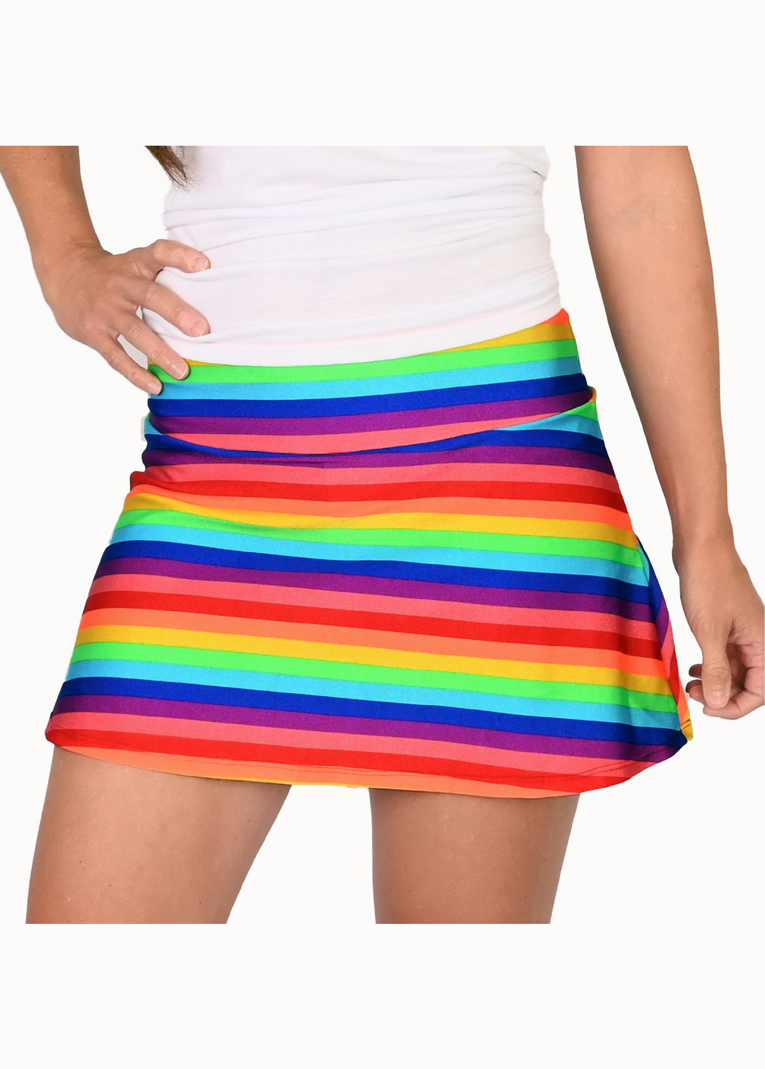 Rainbow Love is Everything Tennis Skirt with Blue Shorts